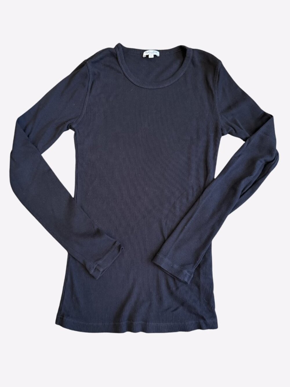 Splendid Black Ribbed Long Sleeve Tee Womens Sz XS Contemporary Basic Capsule